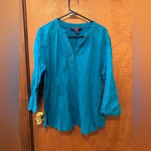 Gloria Vanderbilt Teal Blouse with Button Detail